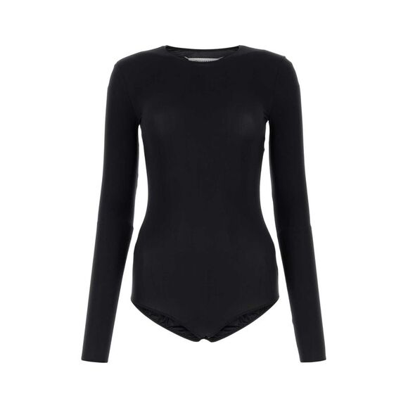 Maison Margiela Women Black Stretch Nylon Bodysuit